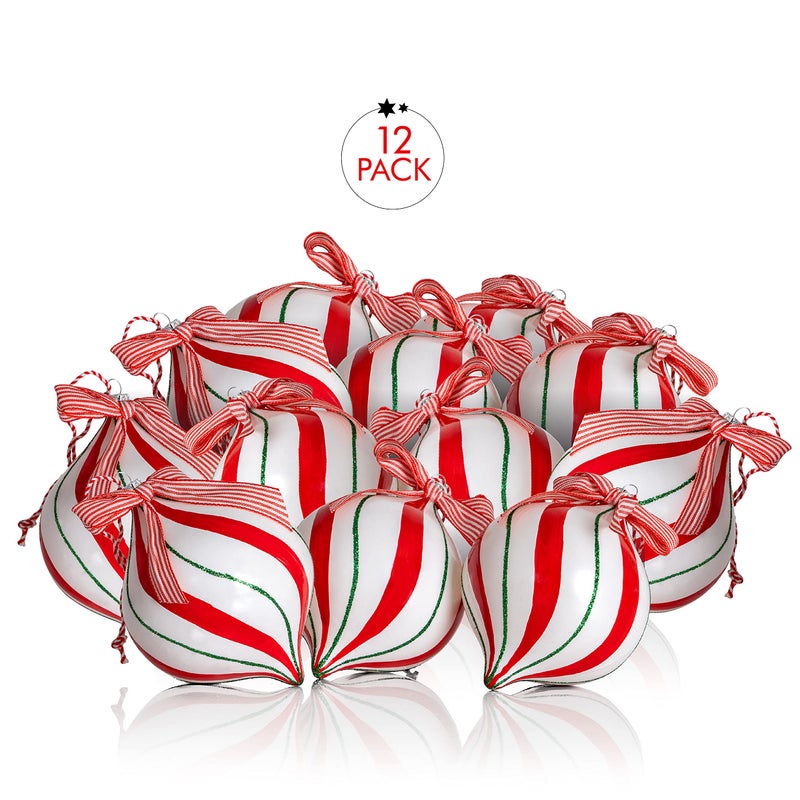 Ornativity Peppermint Candy Ornament Set â€“ Christmas Candy Cane Ball Shatterproof Candy Balls Hanging Xmas Ornaments for Indoor or Outdoor Holiday Christmas Tree Decor â€“ 4.5" 1 Dozen - Image 5